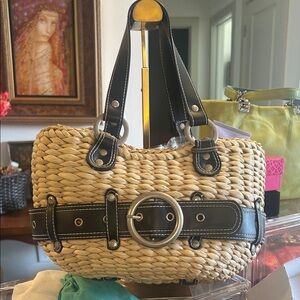 Unlisted #4 Stylish Tan and Black Woven Bag